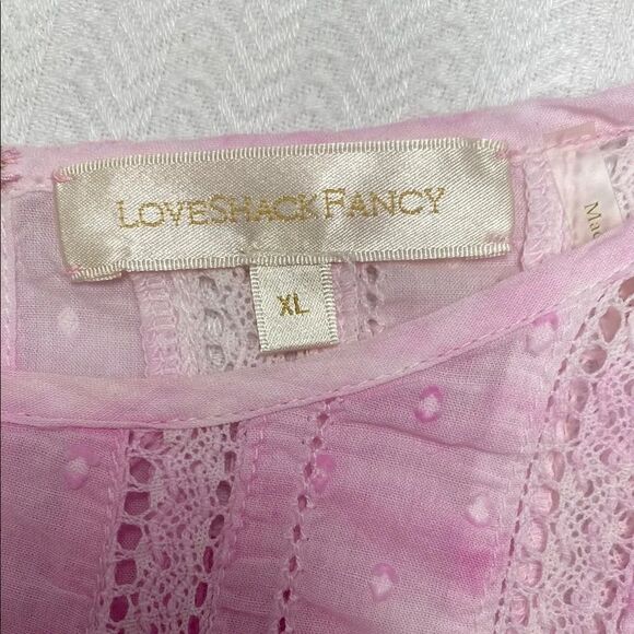 LoveShackFancy Dress Natasha Mini Tie Dye Ruffled Swiss Dot Lace Extra Large - Picture 16 of 16